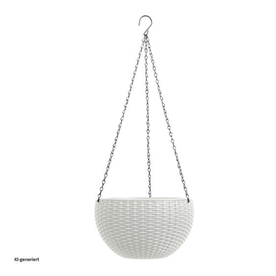 Blumenampel Nessa Rattanoptik Weiß 