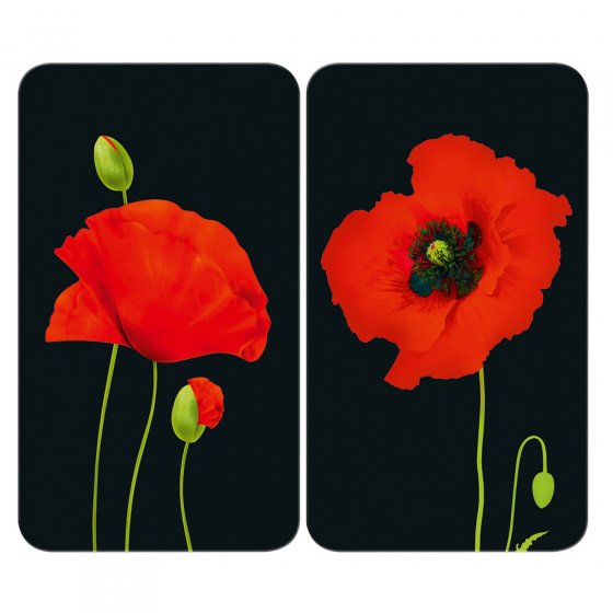 Herdabdeckplatte Universal Mod. Mohn, 2er Set, für alle Herdarten geeignet 