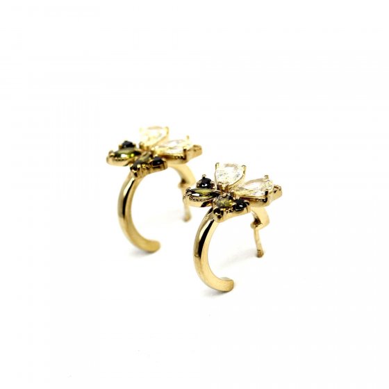 Steckcreolen 925 Sterling Silber vergoldet Glänzend  Zirkonia 