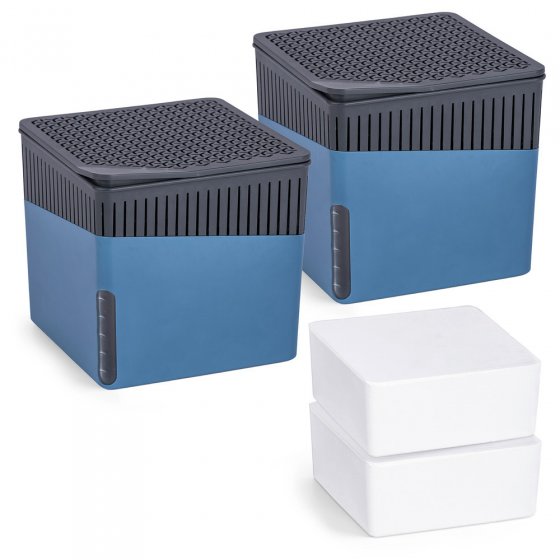 Raumentfeuchter Mod. Cube Blau 1000 g, 2er Set, beugt Schimmel und Gerüchen vor
