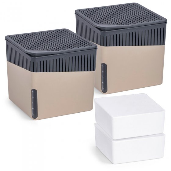 Raumentfeuchter Mod. Cube Beige 1000 g, 2er Set, beugt Schimmel und Gerüchen vor