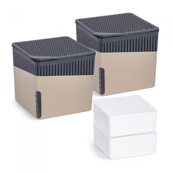 Raumentfeuchter Mod. Cube Beige 500 g, 2er Set, beugt Schimmel und Gerüchen vor