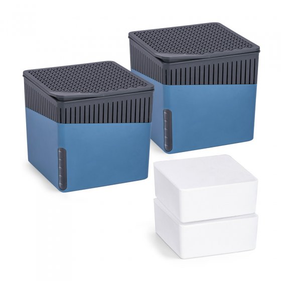 Raumentfeuchter Mod. Cube Blau 500 g, 2er Set, beugt Schimmel und Gerüchen vor