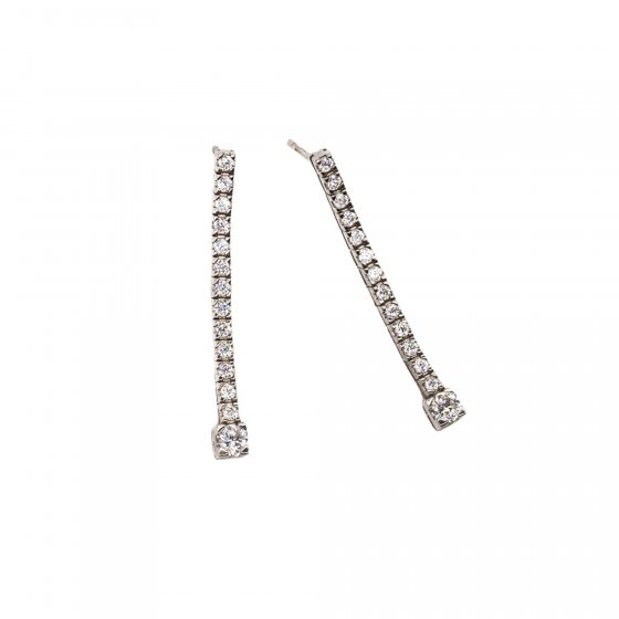 Ohrhänger 925 Sterling Silber rhodiniert Glänzend Zirkonia weiß 