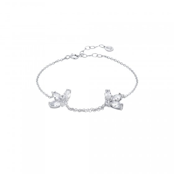 Armband 925 Sterling Silber rhodiniert  Glänzend Blume Zirkonia weiß 