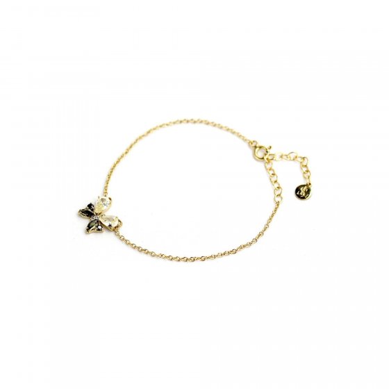 Armband 925 Sterling Silber vergoldet Glänzend Schmetterling Zirkonia gelb 