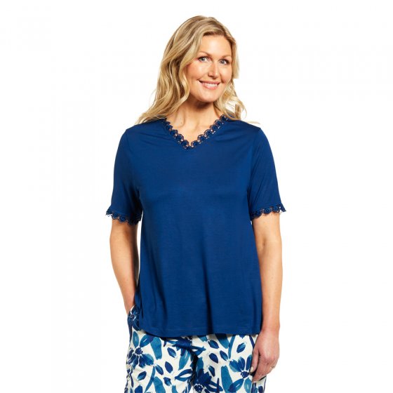 V-Top mit Spitze, blau 36/38 36/38 | blau