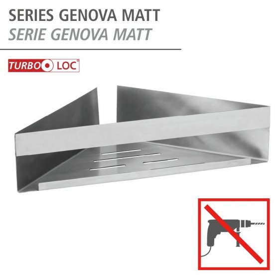 Turbo-Loc® Eckablage Mod. Genova Matt, Befestigen ohne Bohren mit Spezial-Klebepad 