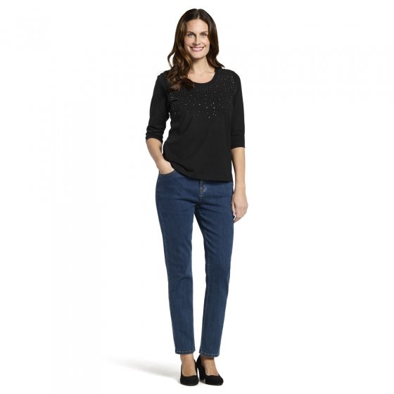 ¾ Arm Shirt mit Glitzer 52/54 | Schwarz