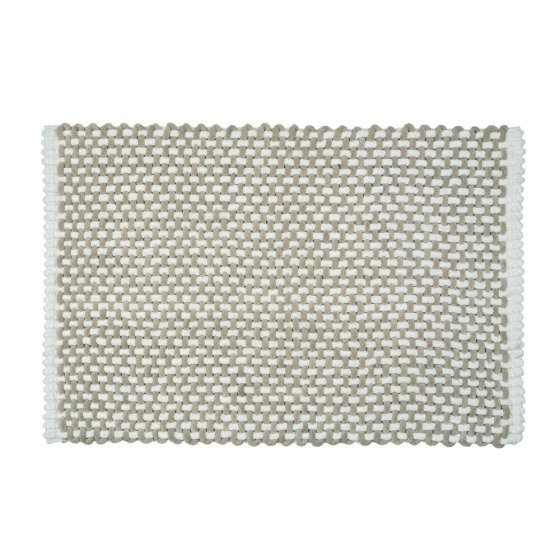 Badteppich Mod. Covelo Weiß-Beige, 50 x 80 cm, rutschfest und waschbar bis 30 °C 