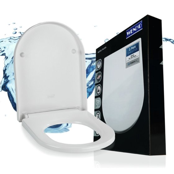 WC Sitz Mod. Palma Weiß, Toilettendeckel mit Absenkautomatik in D-Form 