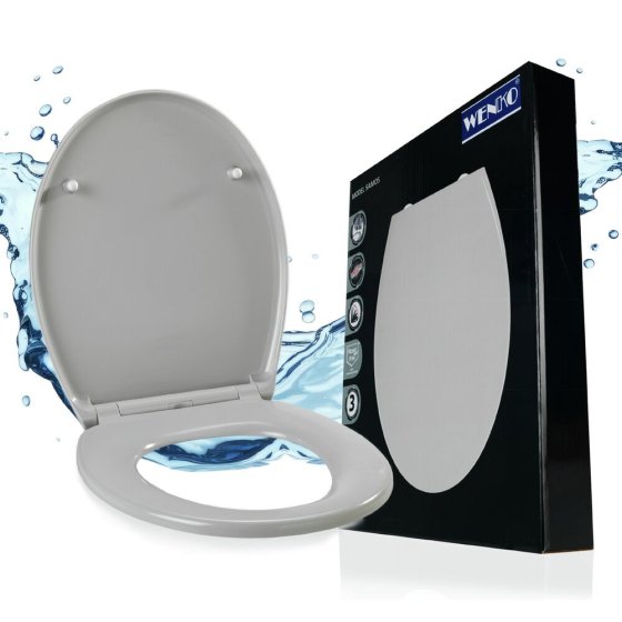 WC Sitz Mod. Samos Concrete Grey, Toilettendeckel mit Absenkautomatik 