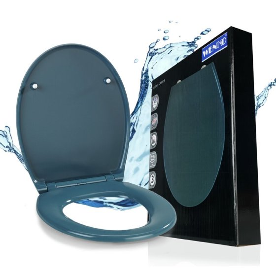WC Sitz Mod. Samos Slate Blue, Toilettendeckel mit Absenkautomatik 