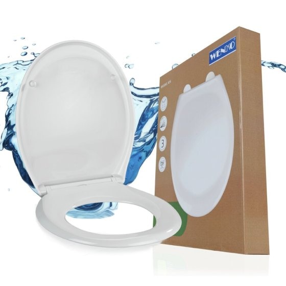 WC Sitz Mod. Ios Weiß, stabiler Toilettensitz mit Absenkautomatik 
