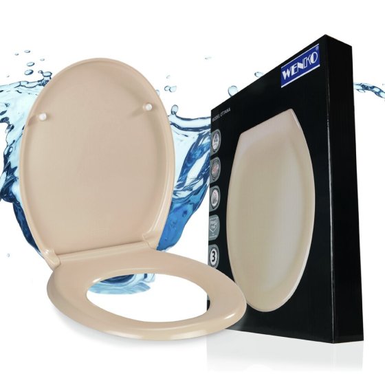 WC Sitz Mod. Ottana Beige, Toilettendeckel mit Absenkautomatik 