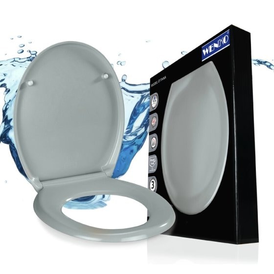 WC Sitz Mod. Ottana Hellgrau, Toilettendeckel mit Absenkautomatik 