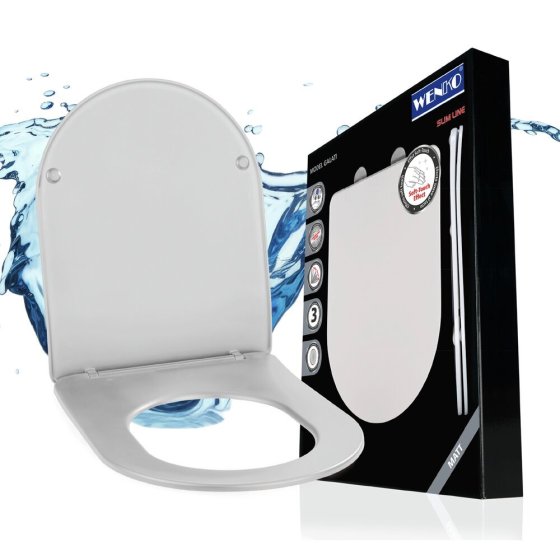 WC Sitz Mod. Galati Weiß matt, Toilettendeckel in D-Form mit Absenkautomatik 