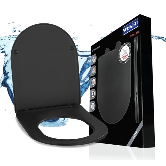 WC Sitz Mod. Galati Anthrazit matt, Toilettendeckel in D-Form mit Absenkautomatik 
