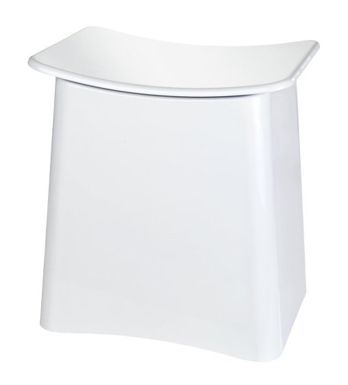 2in1 Hocker Mod. Wing Weiß, Badhocker mit herausnehmbarem Wäschesack 