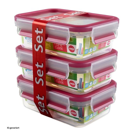 Frischhaltedose 3er Set Himbeer Clip   Close 