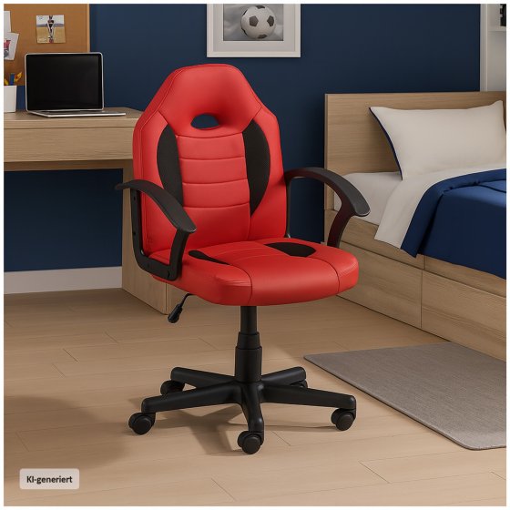 Schreibtischstuhl Junior höhenverstellbar ergonomischer Drehstuhl Rot 