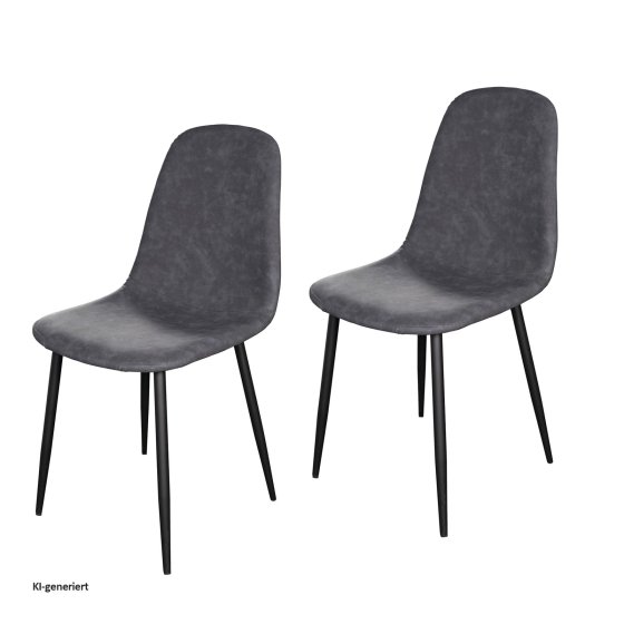 Esszimmerstuhl Kunstleder 2er Set Savannah Antikgrau 