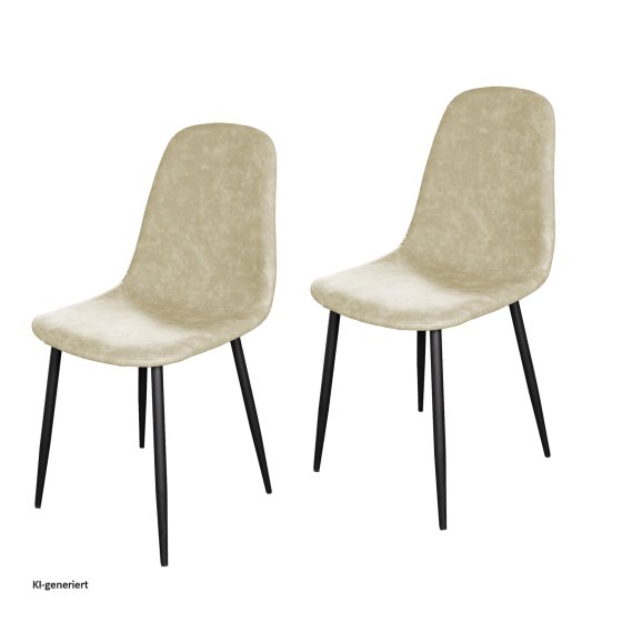Esszimmerstuhl Kunstleder 2er Set Savannah Creme 