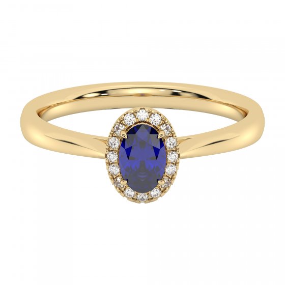 Ring 585 Gelbgold mit Diamant und Saphir 