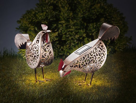 Metall-Solar-Hühner - 2er Set 