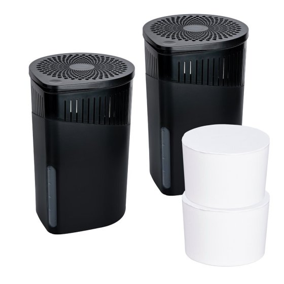Raumentfeuchter Mod. Drop Schwarz 1000 g, 2er Set, für Räume bis ca. 80 m³ 