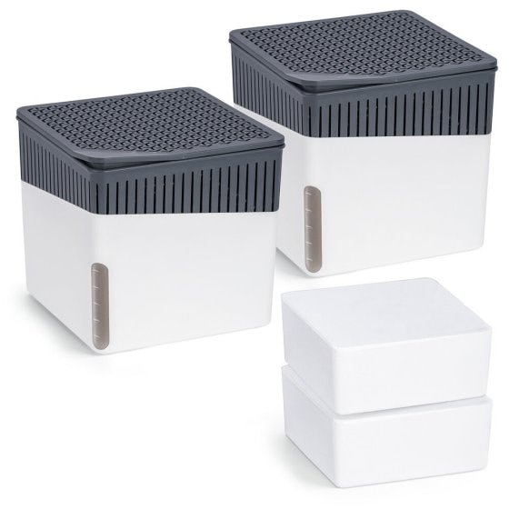 Raumentfeuchter Mod. Cube Weiß 1000 g, 2er Set, beugt Schimmel und Gerüchen vor 