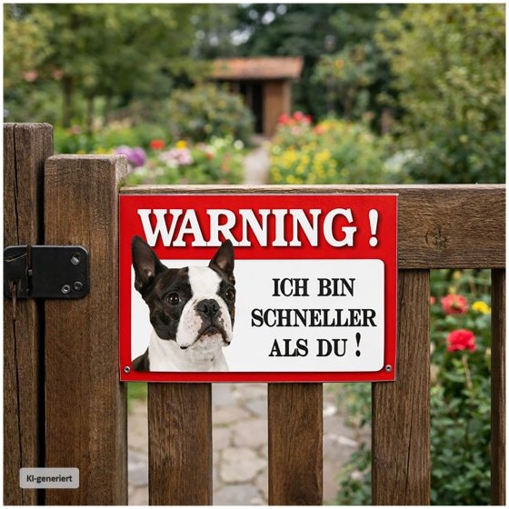 Blechschild Wachhund Französische Bulldogge 