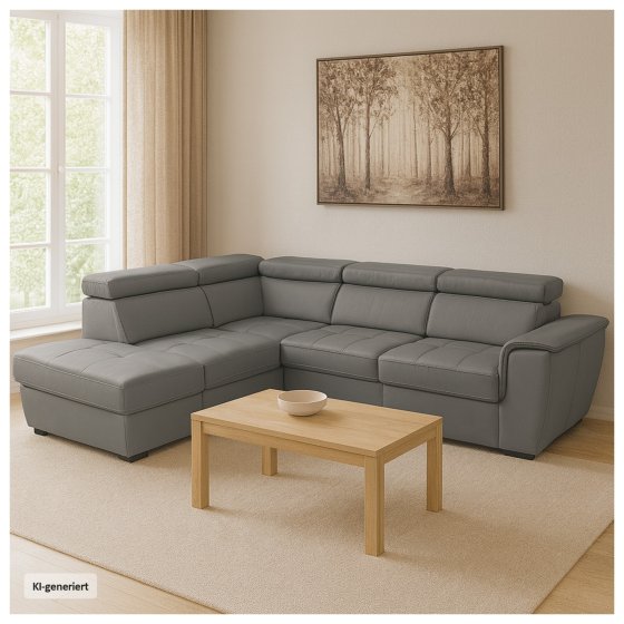 Couch Sandy mit Ottomane links Grau 