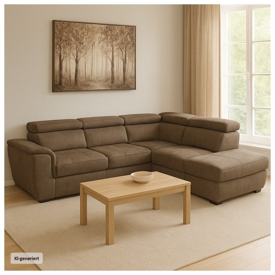 Couch Sandy mit Ottomane rechts Braun 