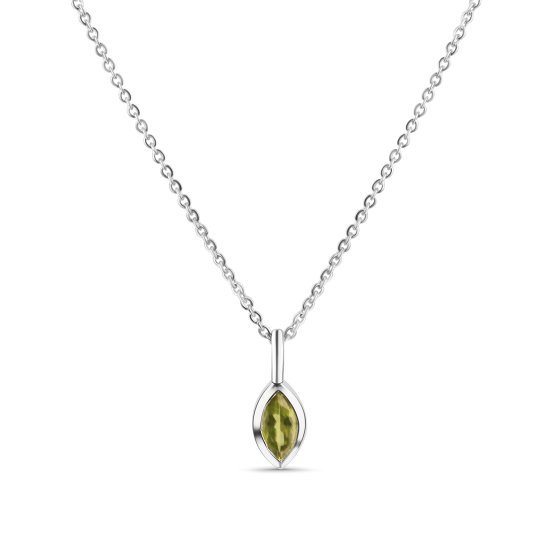 Anhänger mit Kette 925/- Sterling Silber glanz rhodiniert Peridot grün 