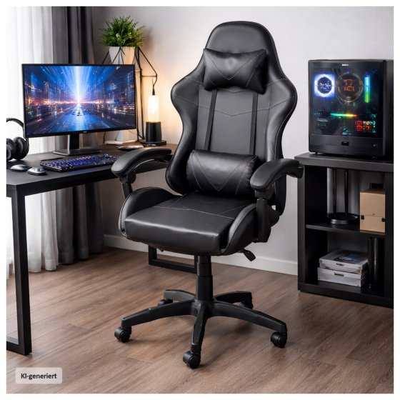 Gaming Stuhl Kunstleder Schwarz 