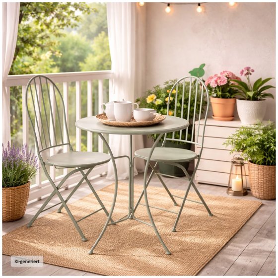 Bistro Sitzgruppe Metall Tisch mit 2 Stühlen Balkon Set Gartenmöbel 