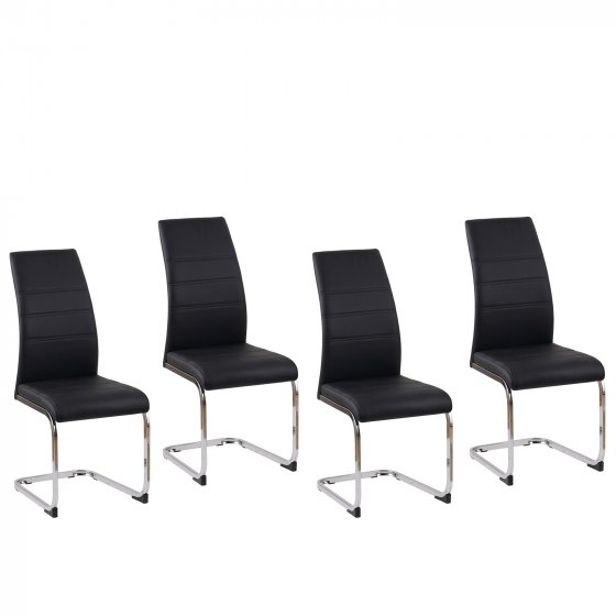 Esszimmerstuhl SallyC Kunstleder 4er-Set Schwarz