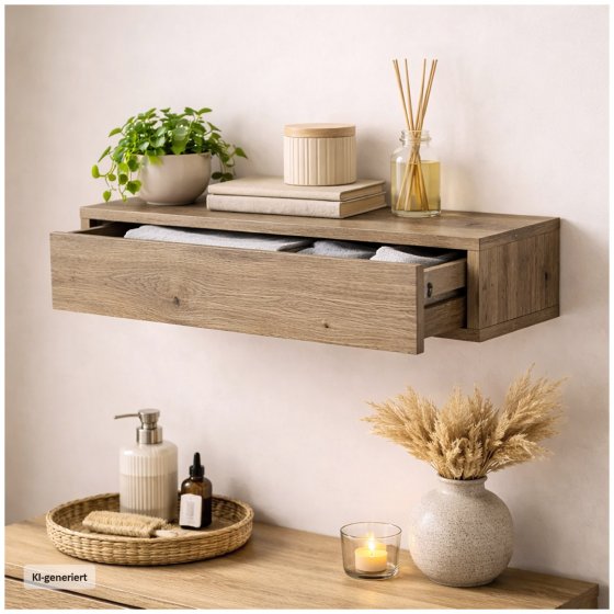 Wandregal mit Schublade 60 cm Artisaneiche 