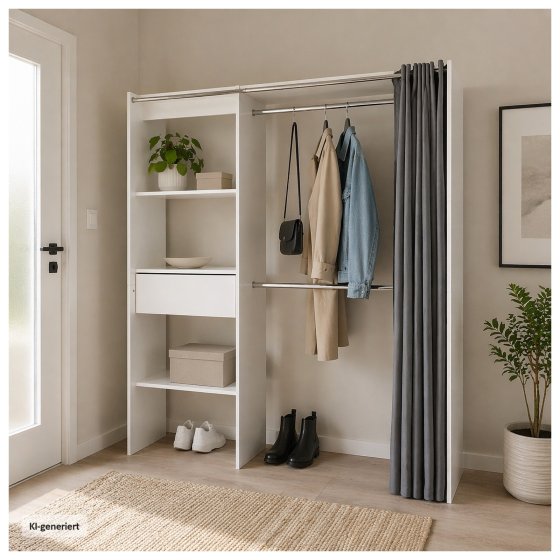 Offene Garderobe mit Vorhang Weiß 