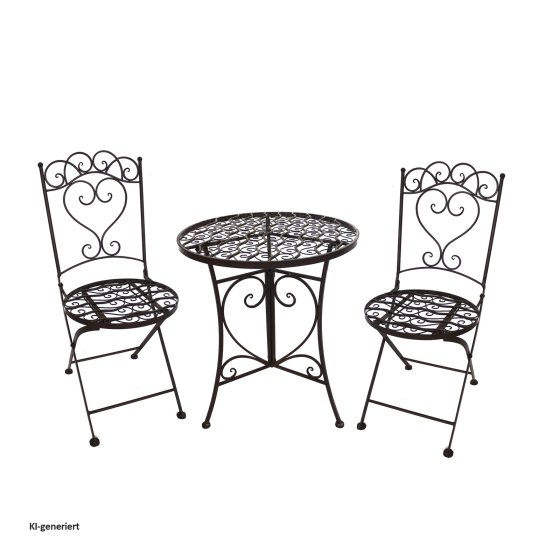 Gartentisch mit 2 Stühlen Curly Braun 
