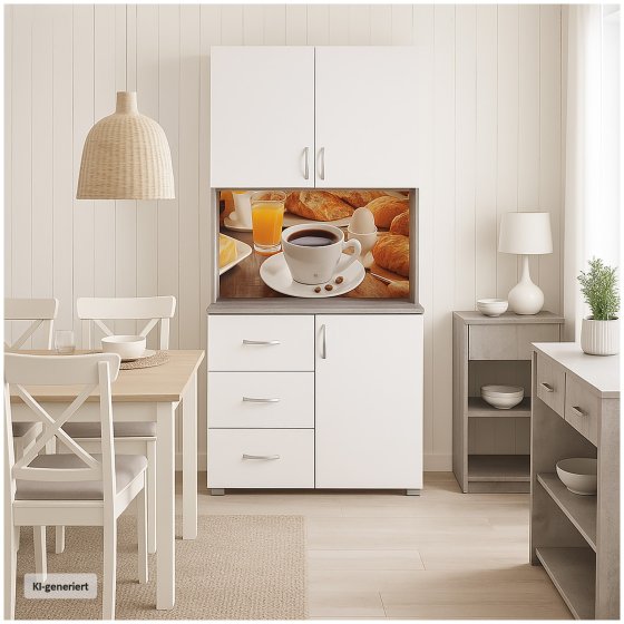 Küchenschrank Weiß/Beton Blanca Bistro 