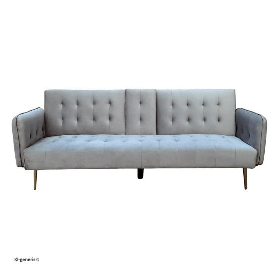 Schlafsofa Eris Velvet Grau mit Becherhalter 
