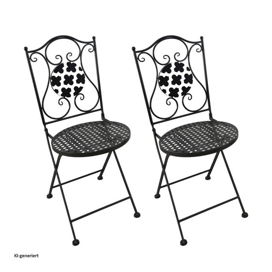 Gartenstuhl 2er-Set Metall Black and White 