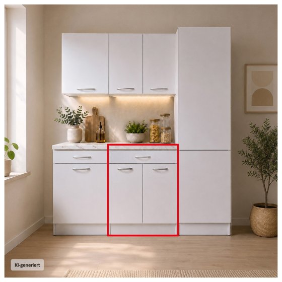 Küchenunterschrank Jenna Weiß 60 cm mit Schublade 