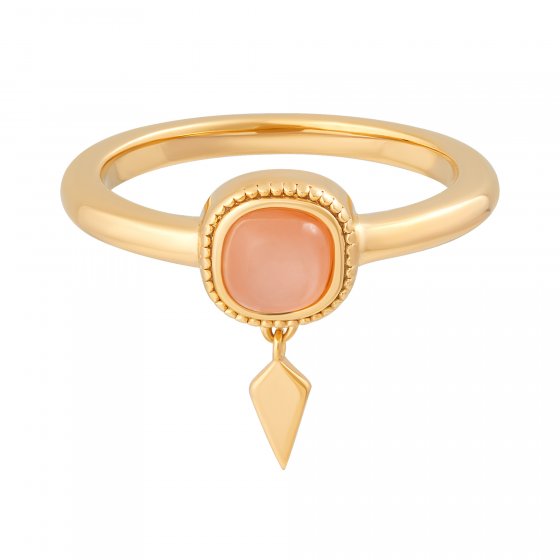 Ring 925 Silber vergoldet orange Mondstein 