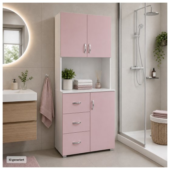 Badschrank Rosa Weiß 