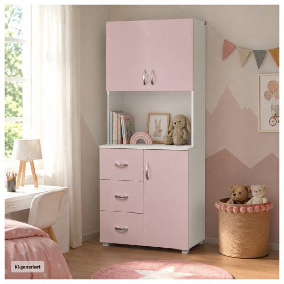 Kinderzimmerschrank Rosa Weiß 