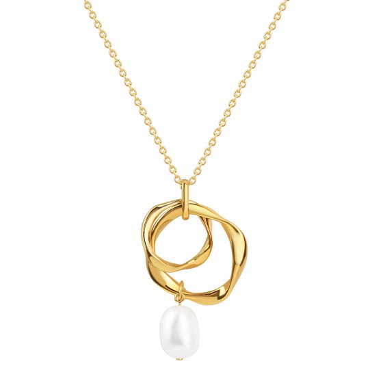 Anhänger mit Kette 925/- Sterling Silber vergoldet Süßwasserperle 