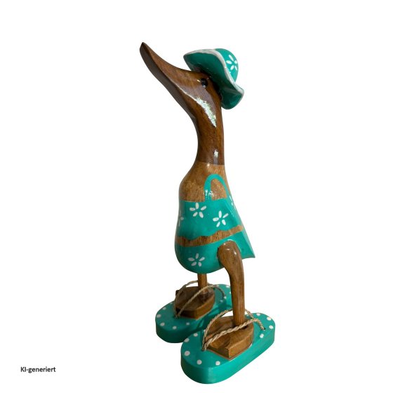 Dekoente Trudi Tropenquak aus Holz 25 cm Sommerliche Ente mit Flip-Flops 